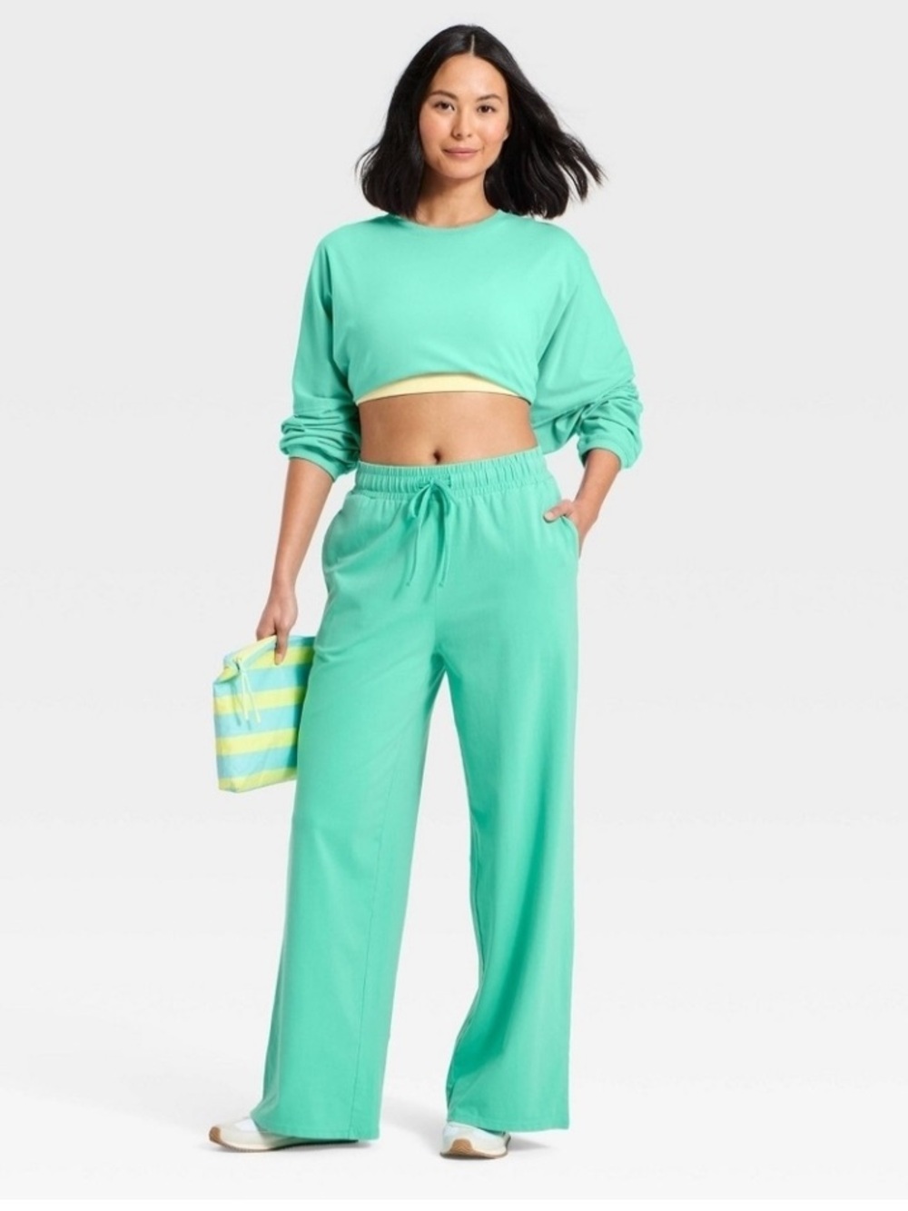 JoyLab Wide Leg Sweatpants in Mint Green - Picture 3 of 7